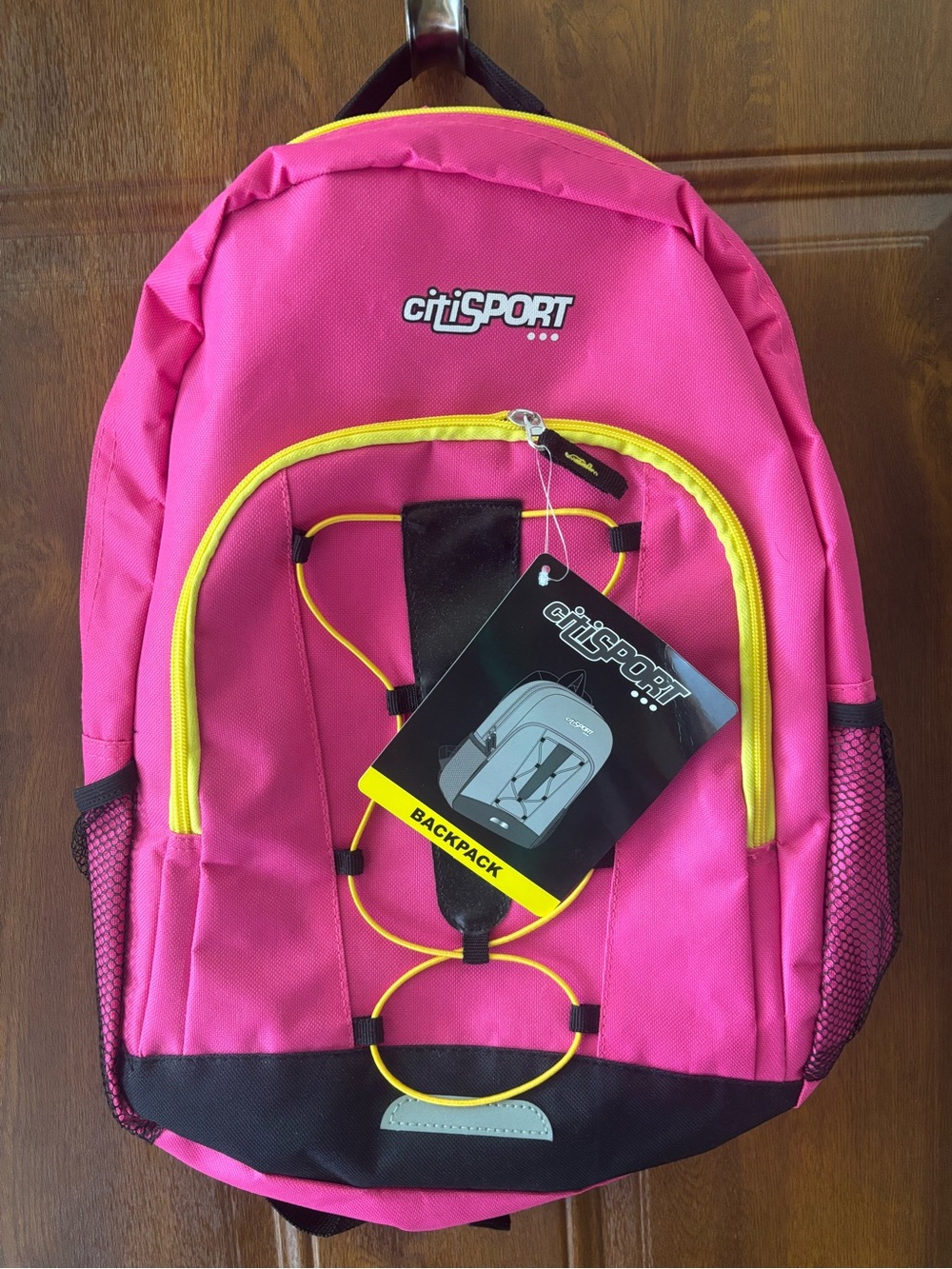 Pink Backpack with Yellow Accents